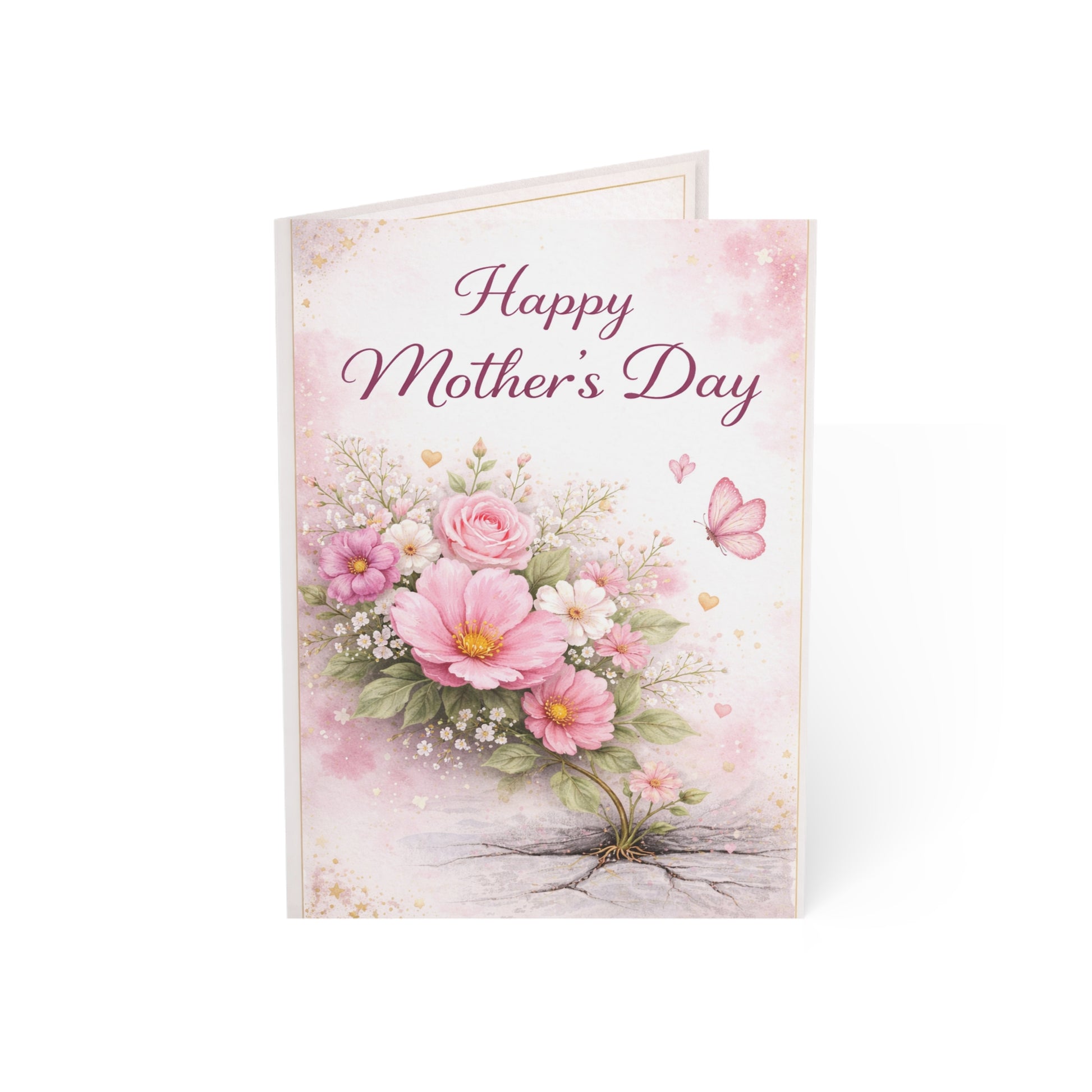 Mother's Day Greeting Cards – Pink Floral 'Happy Mother's Day' Pack (1/10/30/50 pcs)