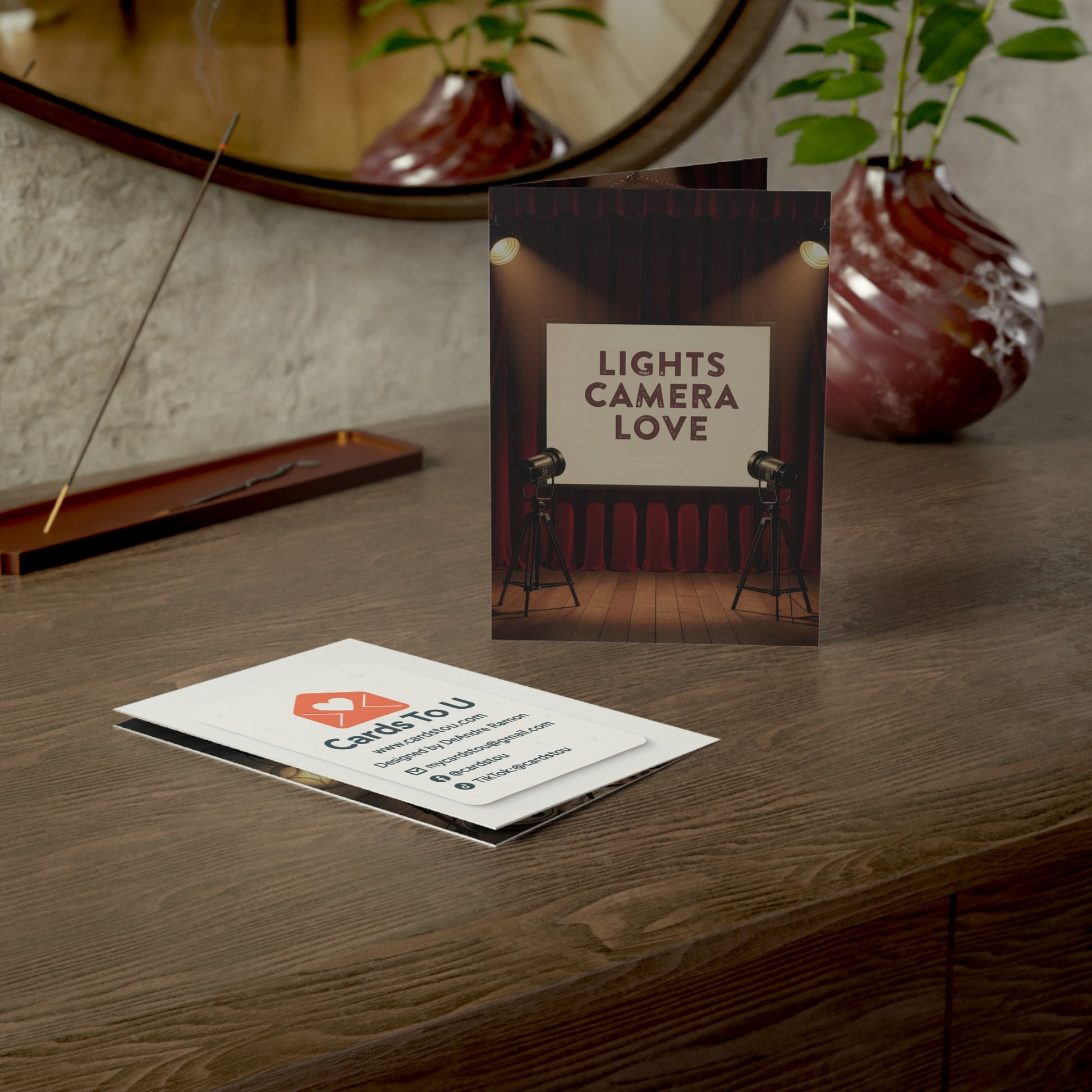 Lights Camera Love Greeting Cards – Elegant Wedding & Anniversary Designs